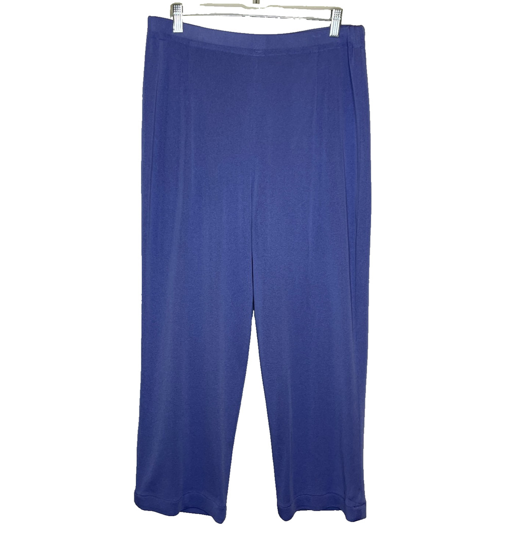 Women's Large Misook Blue 100% Acrylic Straight Leg Pull On Pants